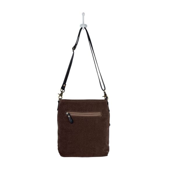 Myra Bag Handmade Welch Shoulder Bag Upcycled Canvas & Cowhide Leather - Picture 6 of 16